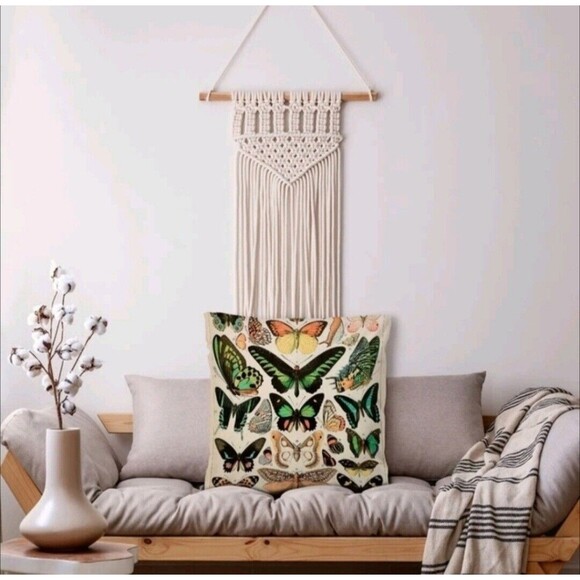 Pillow Case/Cushion Cover & Wall tapestry Botanical SET Butterflies Monarch Boho - Picture 8 of 16